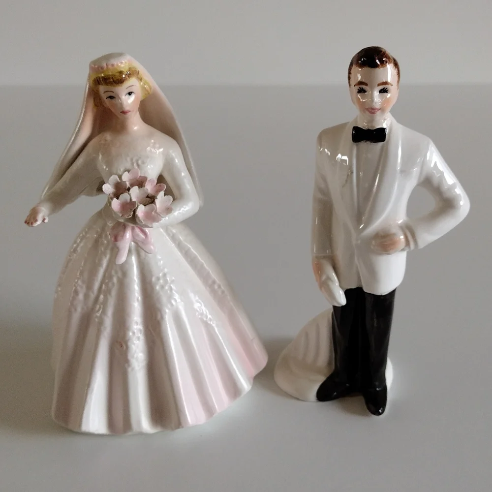Lefton Exclusive Japan 50s Bride Groom Flower Girl Ring Bearer Set